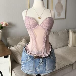 Blush Pink Lace Mesh Corset Top